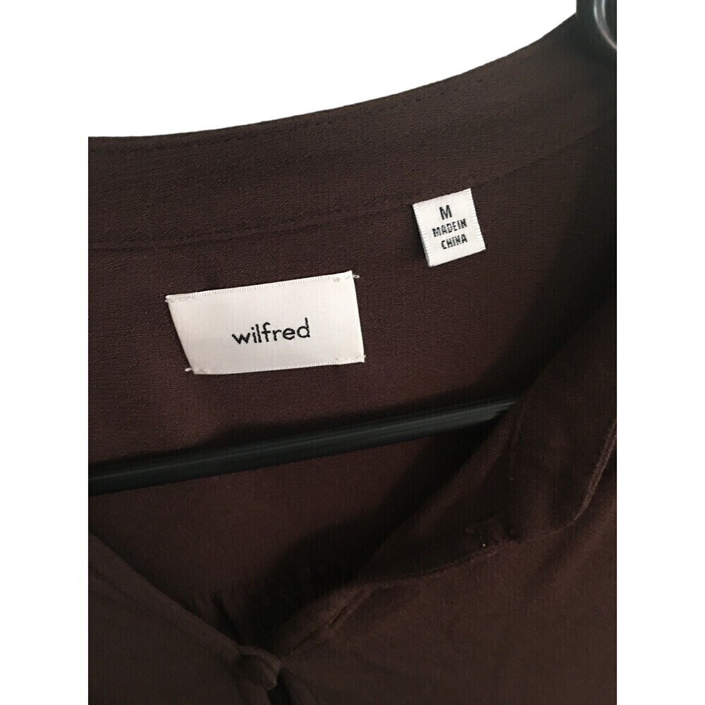 Wilfred Top Women's Size Medium Brown Long Sleeve Button Closure - Picture 5 of 8